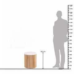 Karlen Round Side Table – Mango Wood & Marble