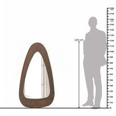 Wooden Organic Shape Wall Mirror — Mango Wood, Walnut Finish