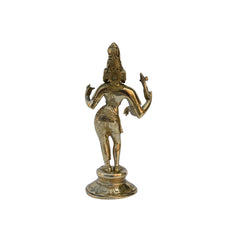 Tribhanga Pose Brass Statue — Vintage Style Decor Idol, Shiny Golden Finish