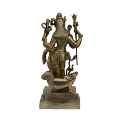 Shiva-Parvati Brass Sculpture — Vintage Style Idol, Antique Brass Finish