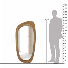 Wooden Organic Shape Mirror - Modern Mango Wood Wall Mirror in Natural Finish