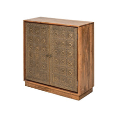 Kittur Mango Wood Bar Cabinet with Carved Door Detailing