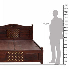 Haveli Sheesham Wood Bed with Traditional Brass Detailing