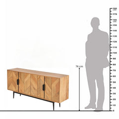 Edra Light Mango Wood 4-Door Sideboard