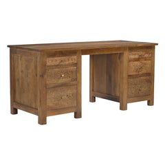 Maharani Hand-Carved Solid Wood Desk with 7 Drawers