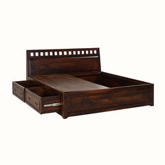 Wolf Sheesham Wood King Bed featuring Two Large Under-Bed Drawers