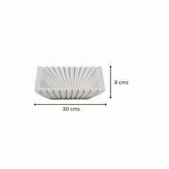 Hand-Carved White Marble Sunburst Fluted Bowl
