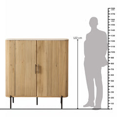 Karlen Mango Wood & Marble Top Tall Cabinet
