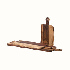 Hand-Carved Live Edge Sheesham Wood Cutting Board with Paddle Handle -Small