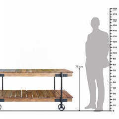 Industrial Rustic Mango Wood Two-Tier Trolley Table