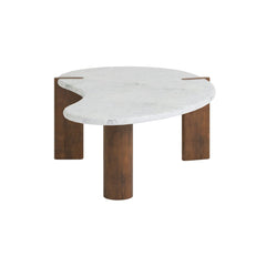 Modern Marble Top Coffee Table with Wooden Legs