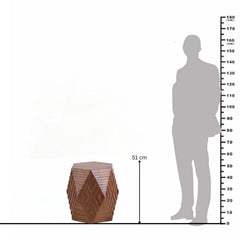 Perrin Geometric Mango Wood Side Table