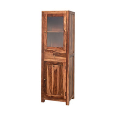 Subbulakshmi Tall Sheesham Wood & Glass Cabinet