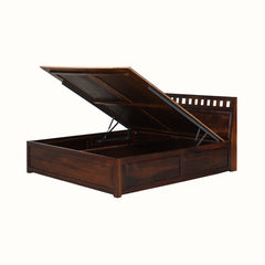 Wolf Sheesham Wood King Bed with Integrated Hydraulic Storage
