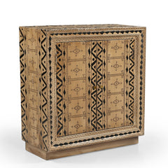 Mereau Solid Wood Cabinet with Tribal Pattern
