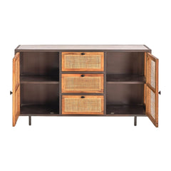 Adrian Mango Wood & Cane Sideboard with Marble Top