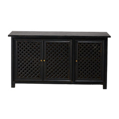 Colonial Style Black Lattice Mango Wood Sideboard