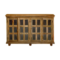 Rustic Wooden Sideboard with 24 Glass Pane Doors