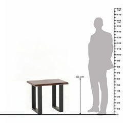 Sheesham Wood Lamp Table with Sleek Metal Legs