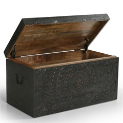 Carved Lace Wooden Trunk Set of 2