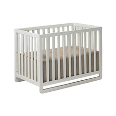 White Finish Mango Wood Baby Crib with Fabric Mattress