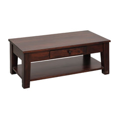 Aristotle Sheesham Wood Coffee Table with Drawer & Open Shelf