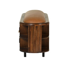 Wooden Shoe Rack with Leather Cushion Seat