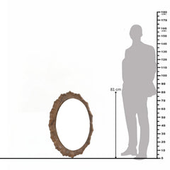 Modern Mango Wood Wall Mirror with Sculpted Frame – Flat Walnut Finish