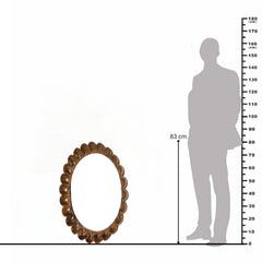 Modern Mango Wood Scalloped Wall Mirror – Flat Walnut Finish