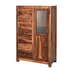 Subbulakshmi Sheesham Wood & Glass Display Cabinet