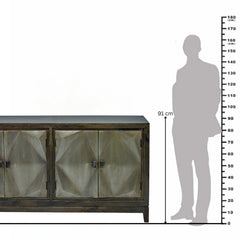 Contemporary Classical Mango Wood & Iron Sideboard