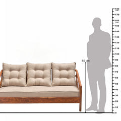 Blue City 3-Seater Wooden Sofa
