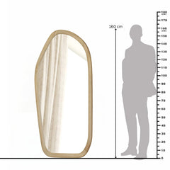 Wooden Organic Shape Mirror – Modern Mango Wood Floor Mirror in Natural Finish