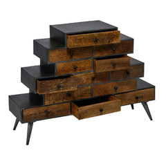 Llywelyn 13-Drawer Mango Wood & Iron Tower