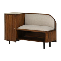 Wooden Shoe Rack with Cushioned Seat & Back