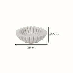 Hand-Sculpted White Marble Ruffled Decorative Bowl -  Medium