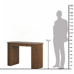 Mango Wood Writing Desk with Fluted Panel Legs