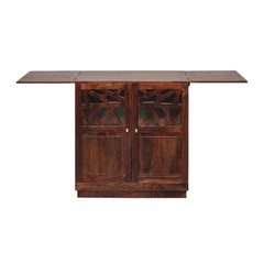 Razia Mango Wood Bar Cabinet with Foldable Top & Storage