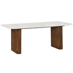 Karlen Reed 6-Seater Handcrafted Wooden Dining Table with Marble Top