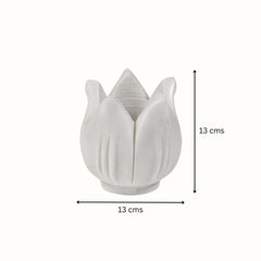 Hand-Sculptured White Marble Floral Petal Bowl - Large
