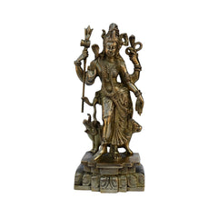 Shiva-Parvati Brass Sculpture — Vintage Style Idol, Antique Brass Finish
