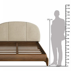 Skylan Queen Bed – Sheesham Wood & Upholstered Headboard