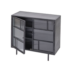 Fergus 2-Door Cabinet in Mango Wood, Glass & Iron