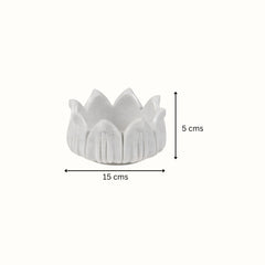 Anahata  Hand-Sculptured White Marble Lotus Crown Bowl - Medium