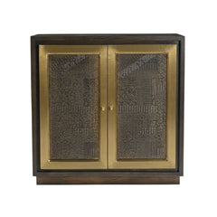 Dianda 2-Door Cabinet with Brass-Toned Frame