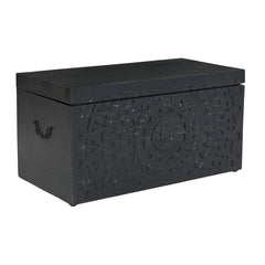 Carved Lace Wooden Trunk Set of 2