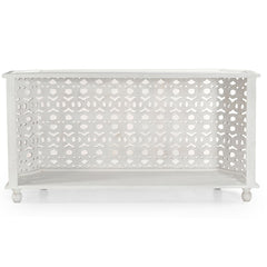 Marguerite Hand-Carved White Floral Credenza