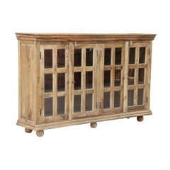 Rustic Wooden Sideboard with 24 Glass Pane Doors