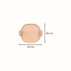 Handcrafted Elliptical Wooden Tray with Integrated Rounded Handles With Natural Finish - Small