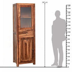 Subbulakshmi Tall Sheesham Wood & Glass Cabinet